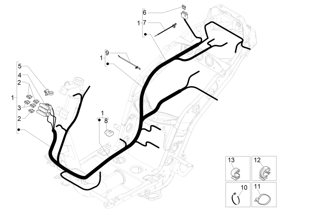 Faisceau de câbles 4 temps Piaggo Zip (injection euro4 IGET)