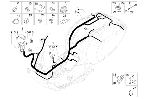 Faisceau de câbles Vespa Primavera 4 temps 3 soupapes (injection euro4 iget)