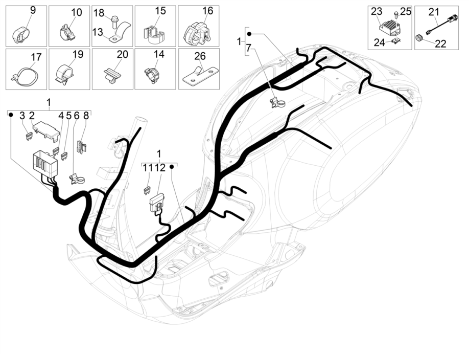 Faisceau de câbles Vespa Sprint 50 4T IGET 3V AC Euro 4