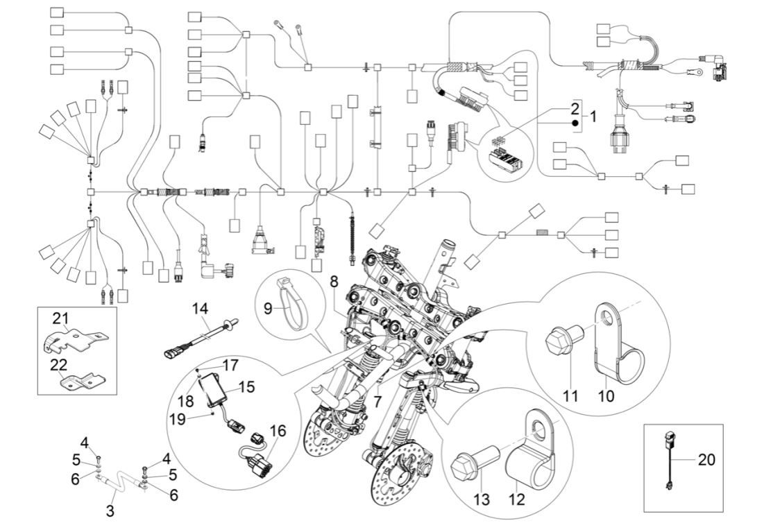 Groupe de câbles principal Piaggio MP3 300 HPE/300 HPE SPORT E5 ABS 2020-2022 (EMEA)