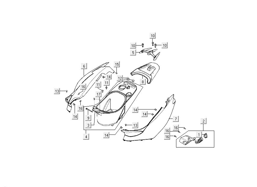kapdels-rear Kymco Super9 ac o.m 2 temps noir mat jaune