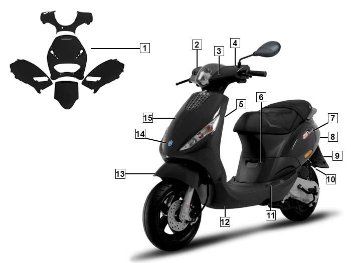 Coiffures Piaggio Zip 2000 originales