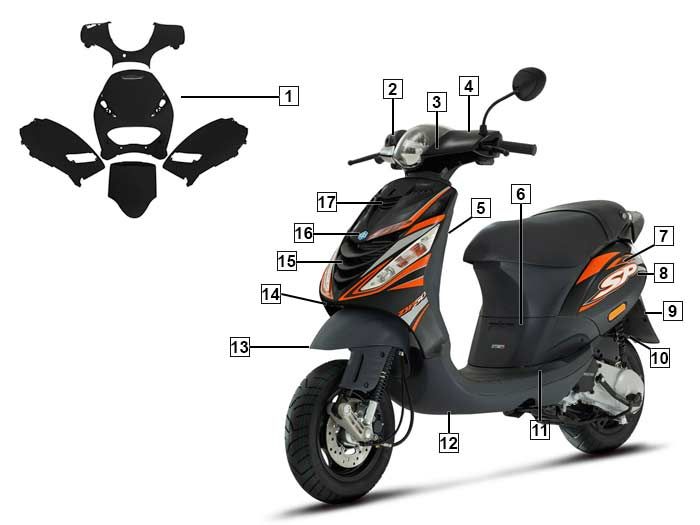 Capuchons Piaggio Zip SP origine