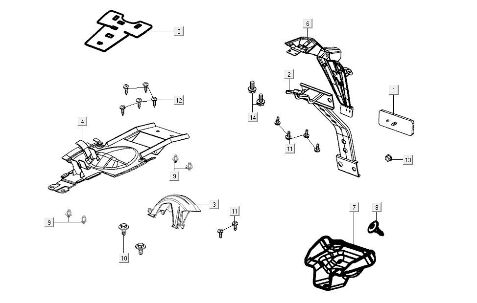 Derrière Kymco K-Pipe 4 temps noir brillant