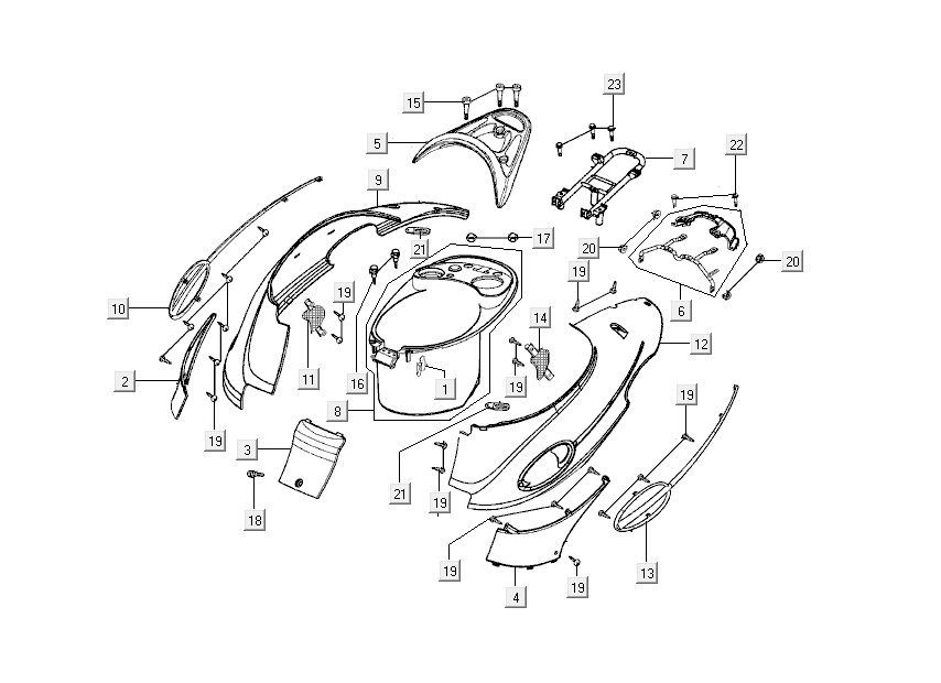 Derrière Kymco People 2 temps bleu