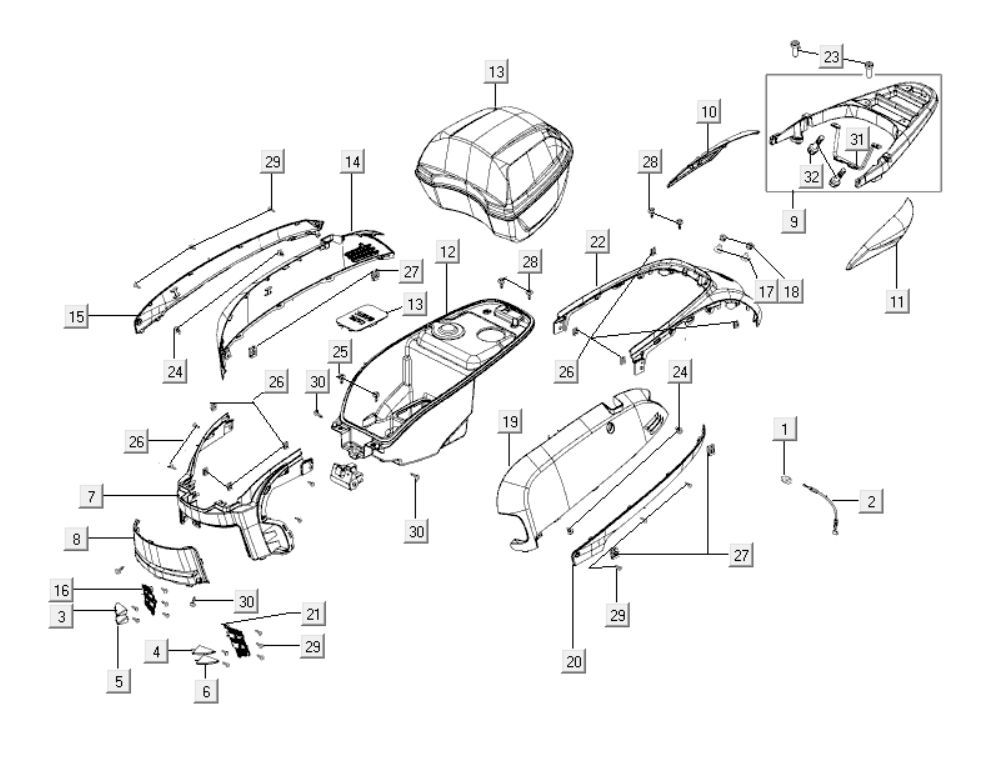 Capots arrière Kymco Like 125cc