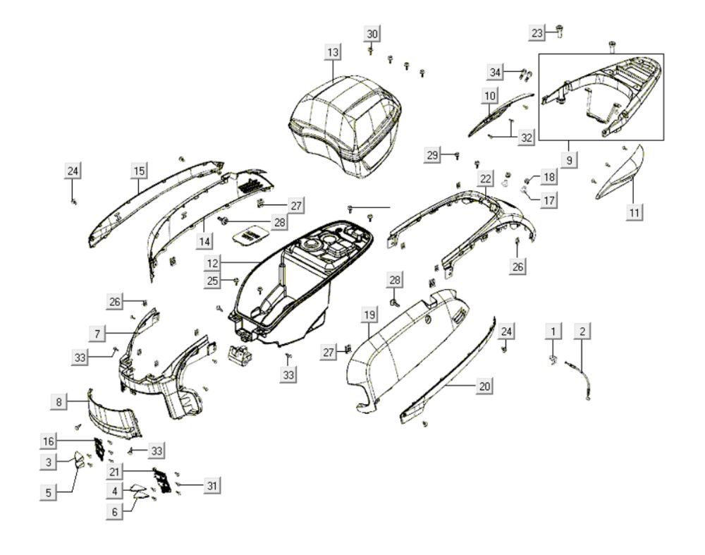 Capots arrière Kymco Like 200i Black