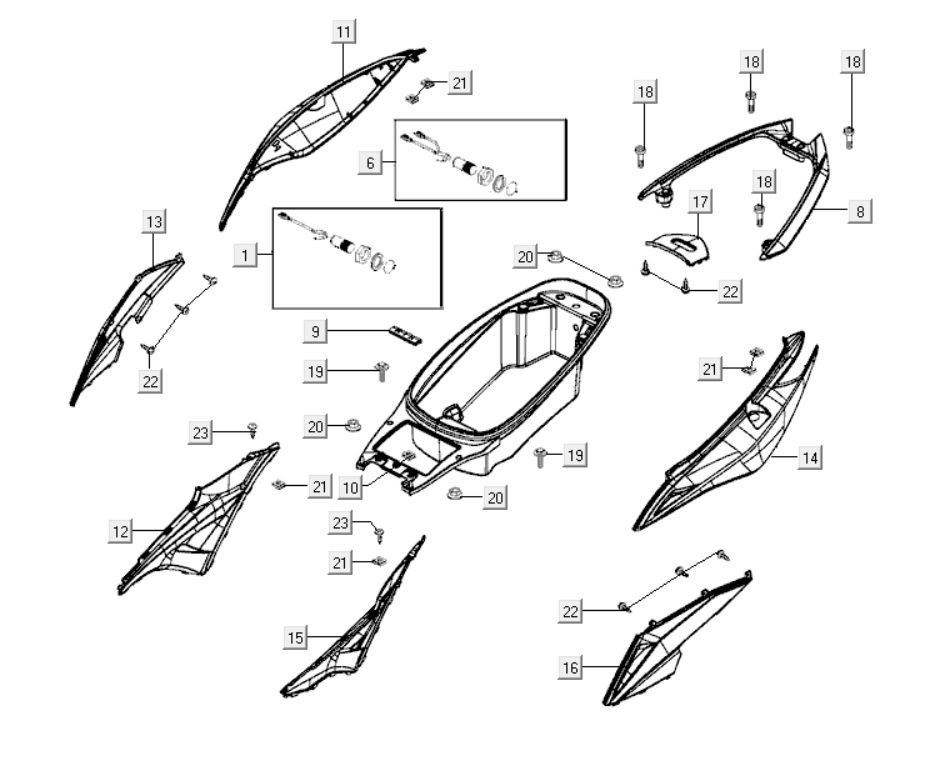 Capots arrière Kymco Xciting 400i Matt Black