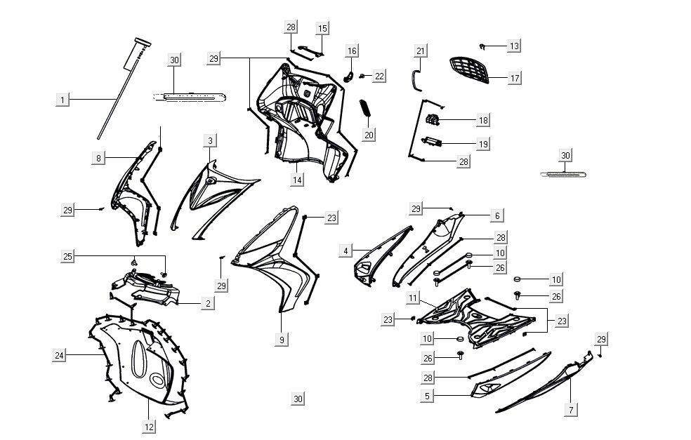 Kapdelen Kymco Agility 16'+ injection 4 temps euro4 noir