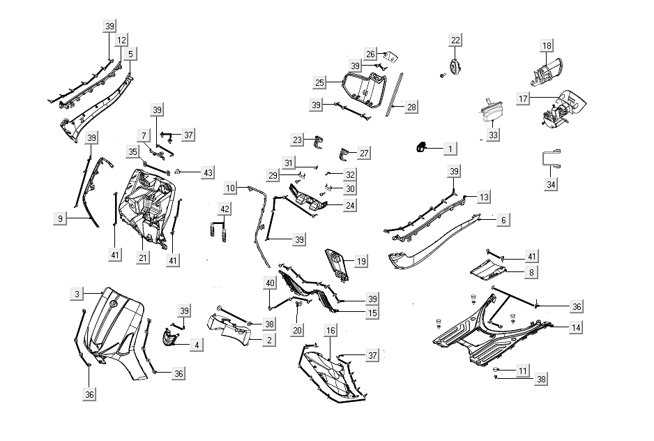 Cape Parts Kymco Like from 2018 bleu océan profond