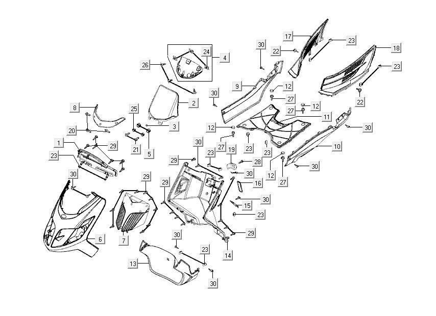 Cape Parts Kymco New Dink 4 temps bleu océan profond