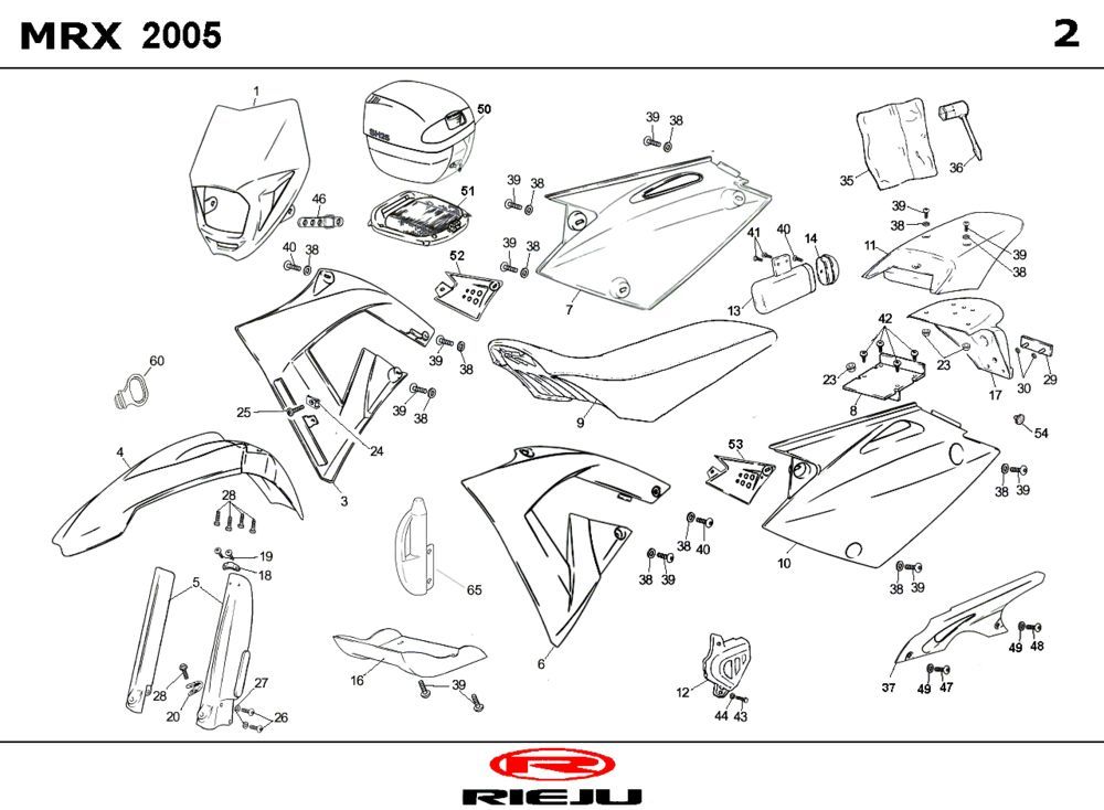 Capots Rieju MRX P-up bleu 2008 2 temps
