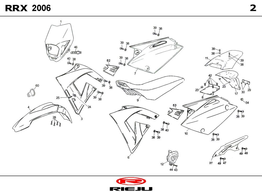 Capots Rieju RRX noir 2009 2 temps