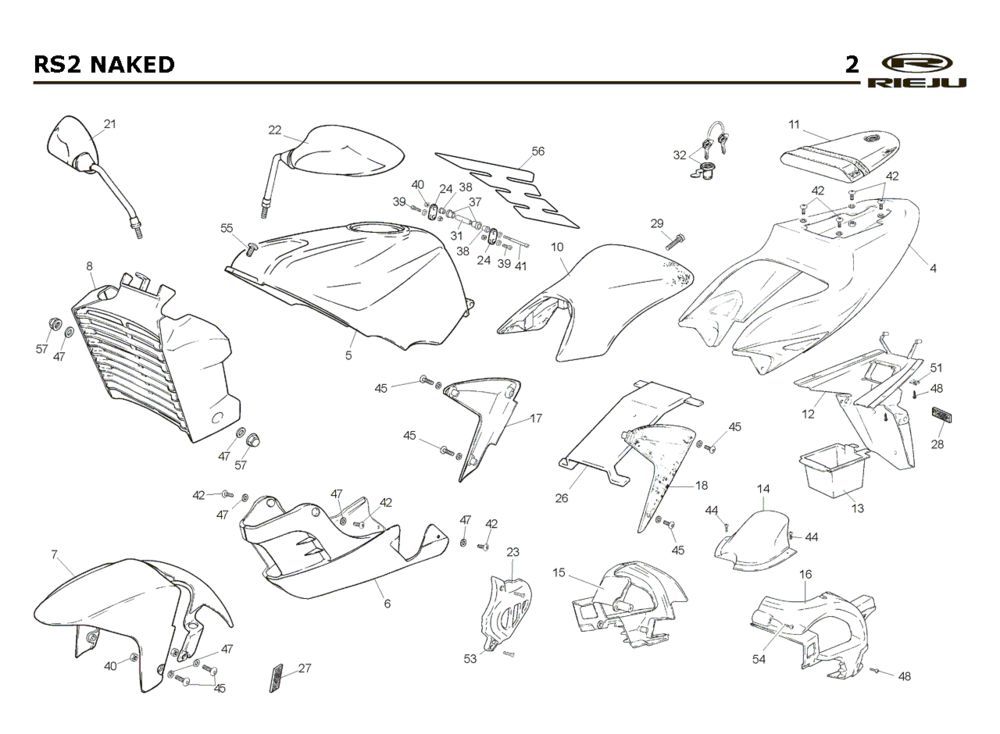 Capots Rieju Rs2 Naked noir 2009 2 temps