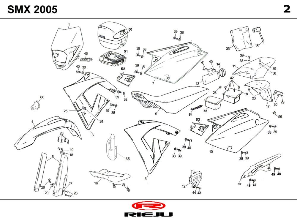 Capots Rieju SMX noir 2004 2 temps