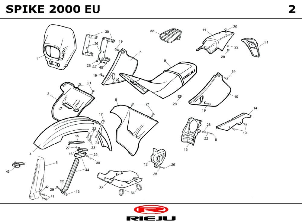 Capots Rieju Spike gris 2003 2 temps