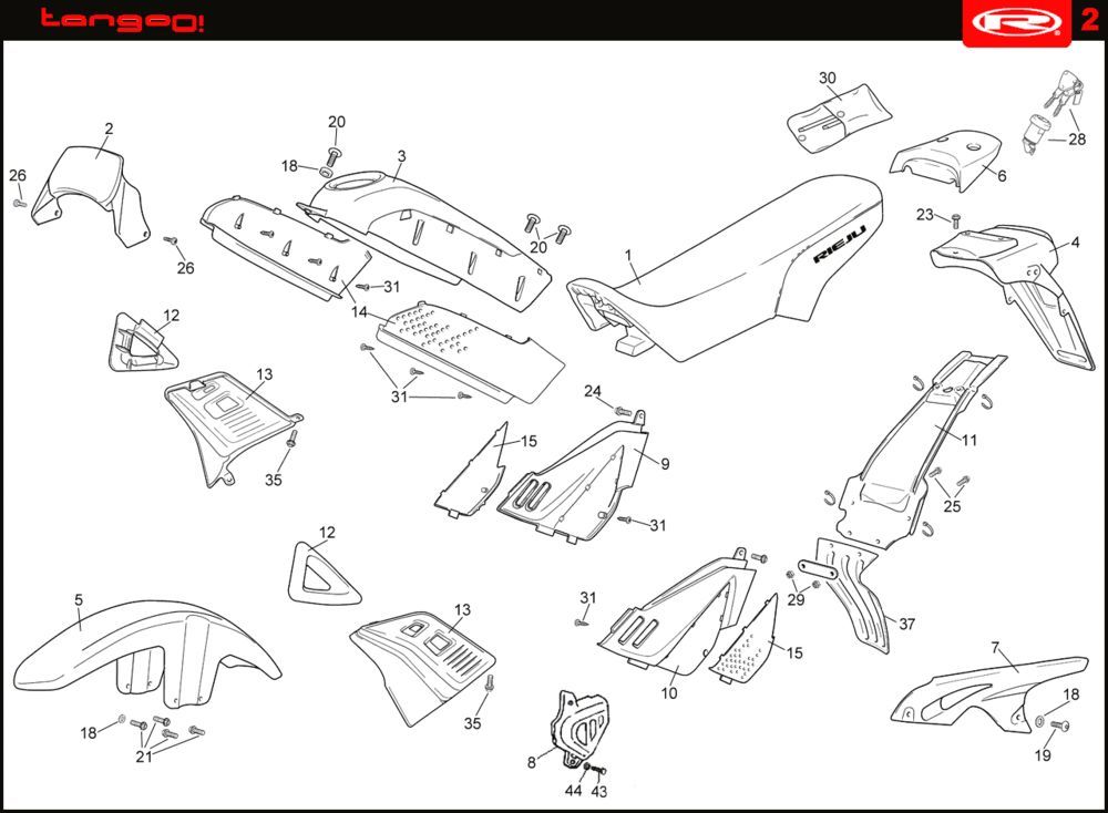 Kapdelen Rieju Tango bleu 2008 2 temps