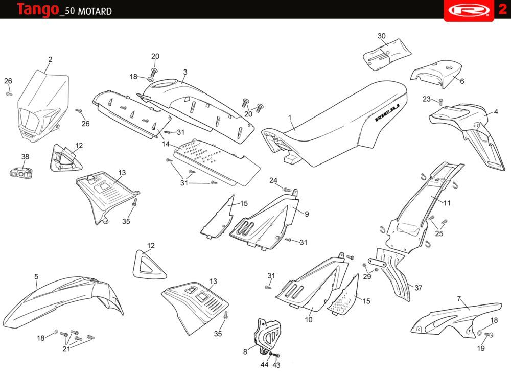 Kapdelen Rieju Tango bleu 2010 2 temps