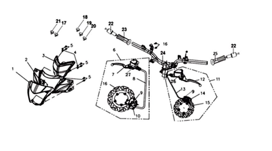 Couvre /pièces de direction Sym Symphony ST (BK-001C/R-010CA) noir/rouge