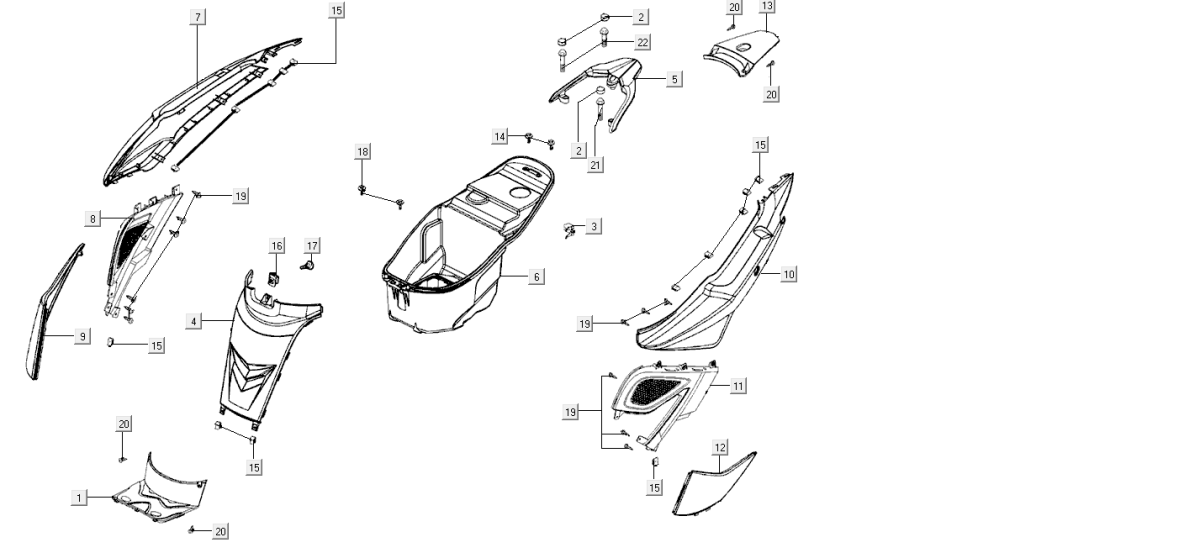 Capots Kymco Super8 Street 50i E4 Gris mat