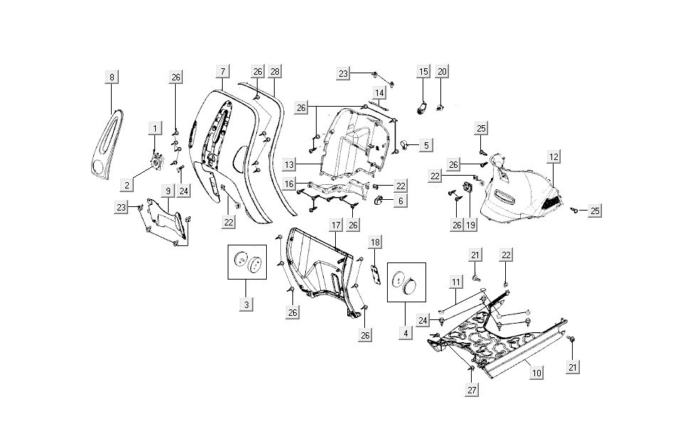 Milieu avant Kymco New Sento 4 temps 50i bleu