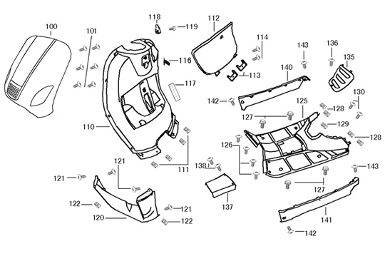 Pièces de couverture pour Turbho RL 125cc noir