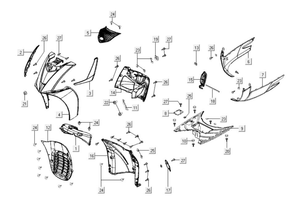 Couvertures avant Kymco Gti 300i