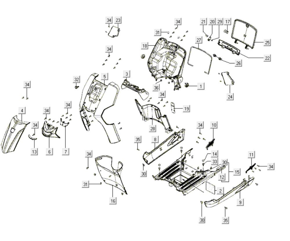 Caches avant Kymco Like 200i Noir