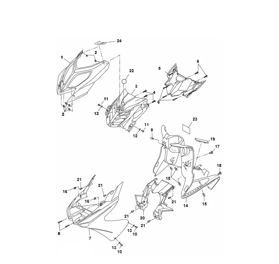 Couvres Yamaha Aerox 4 temps 2014