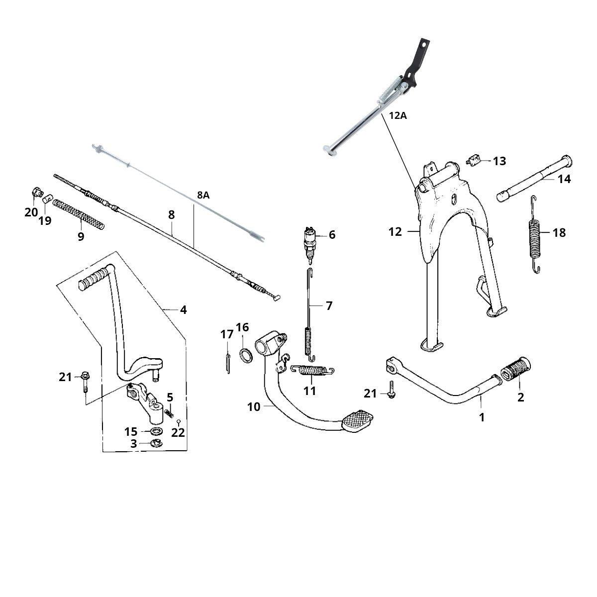 Interrupteur à pédale Kickstarter Honda MB50/MB80