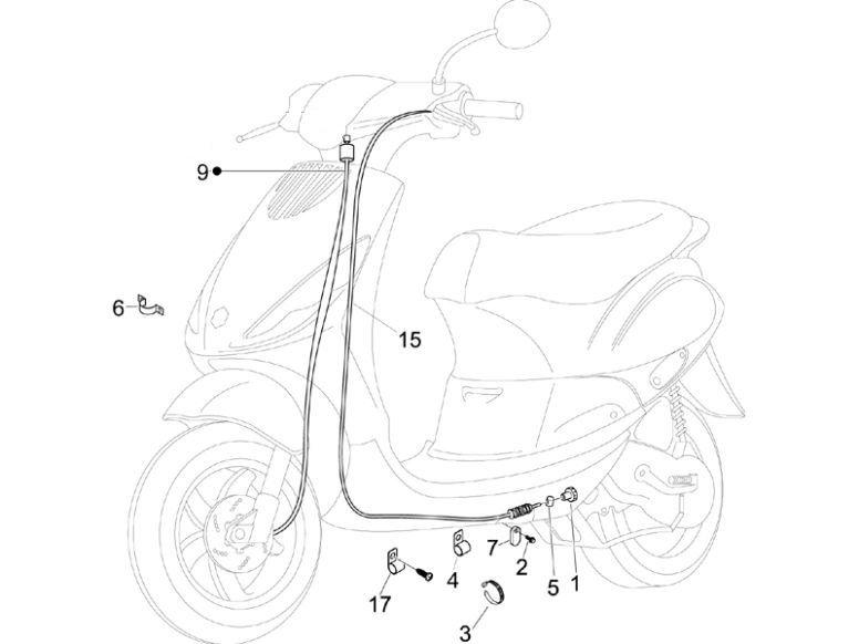Kilomètre-câble de frein Piaggio Zip 2000 4 temps AC