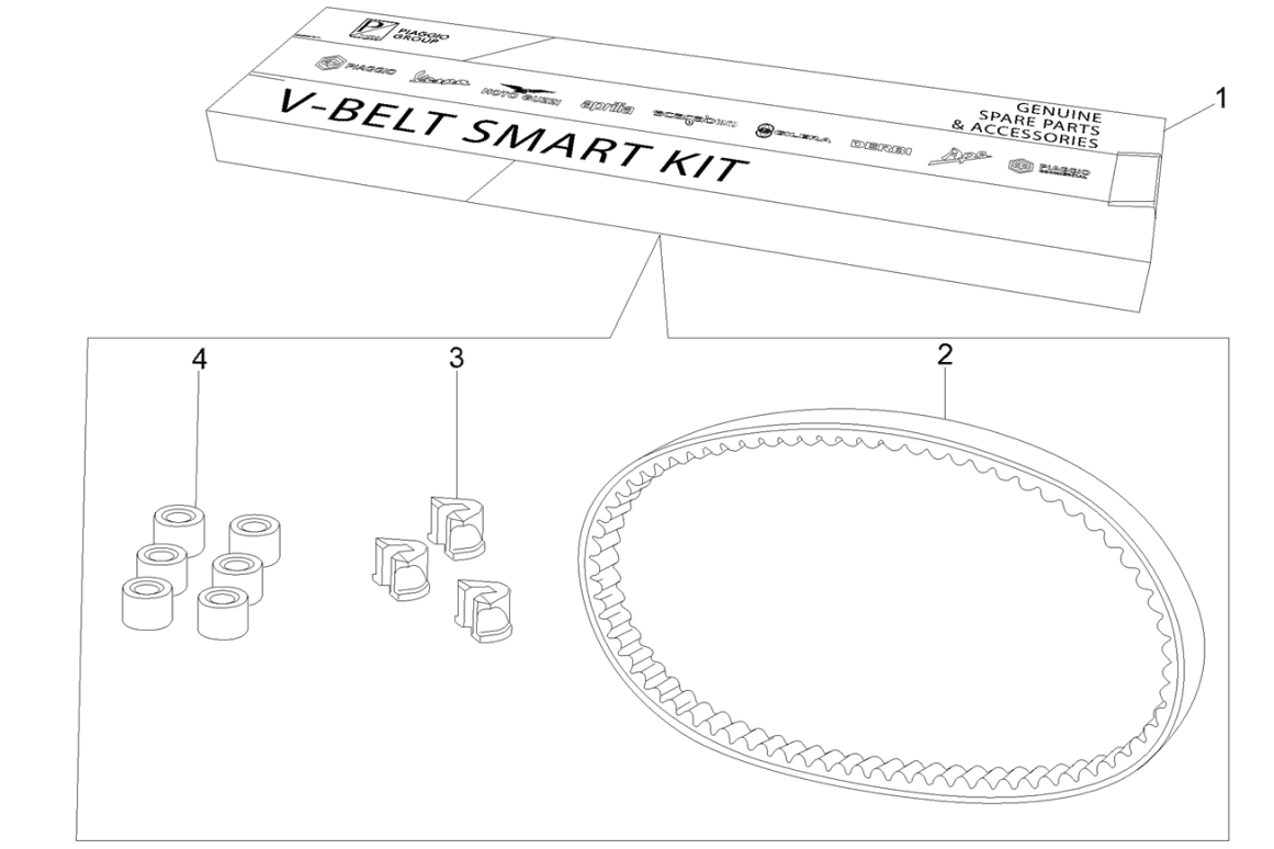 Kit de transmission Piaggio Beverly 125 RST 4T 4V IE E3 2010-2015 (EMEA)