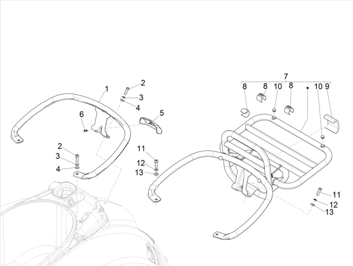 Porte-bagages arrière - Poignée passager Vespa GTS 125 ie ABS Euro 4 2016-2018