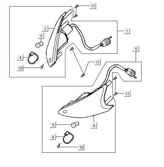 Feu clignotant avant Kymco Super9 2t lc om.