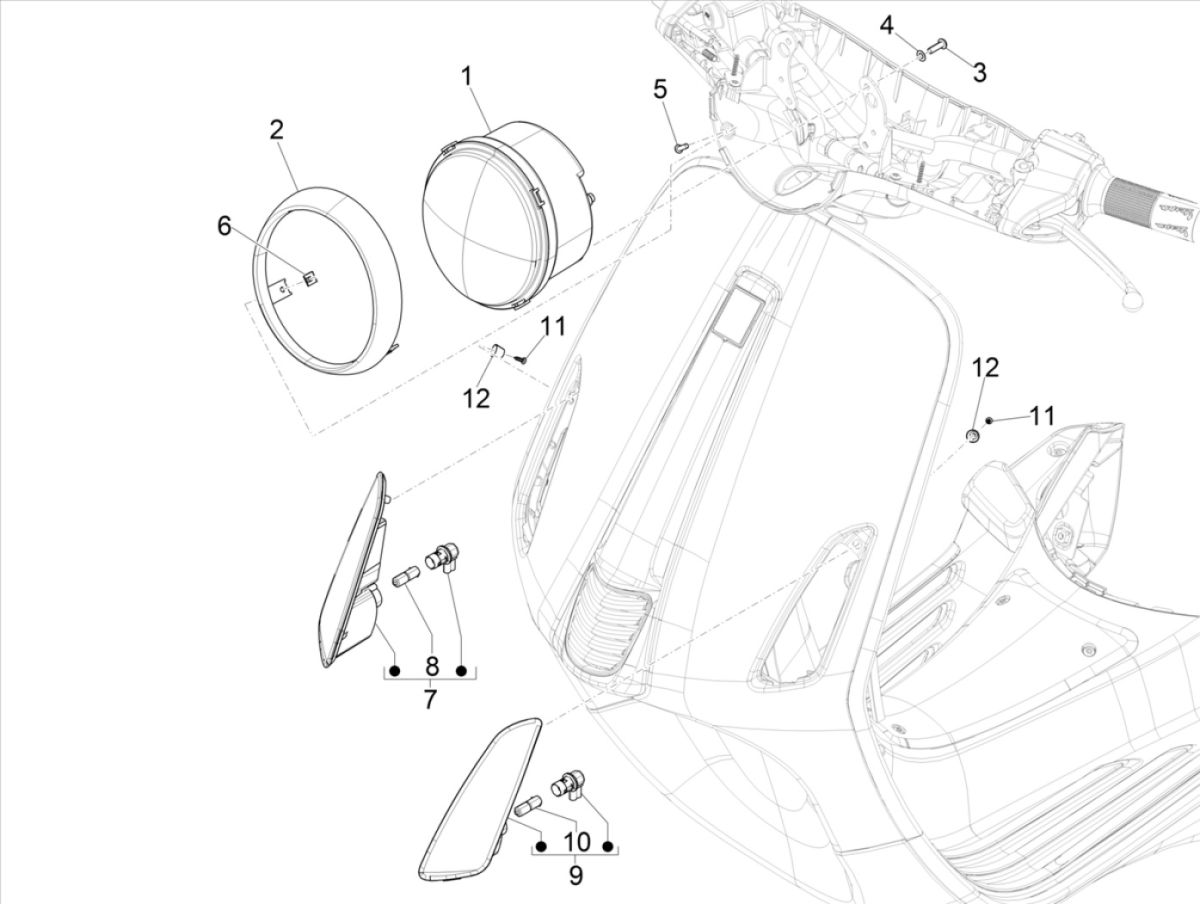 Clignotants - Optique de phareVespa Elettrica 25/KMH SCH E5 2021 (EMEA)