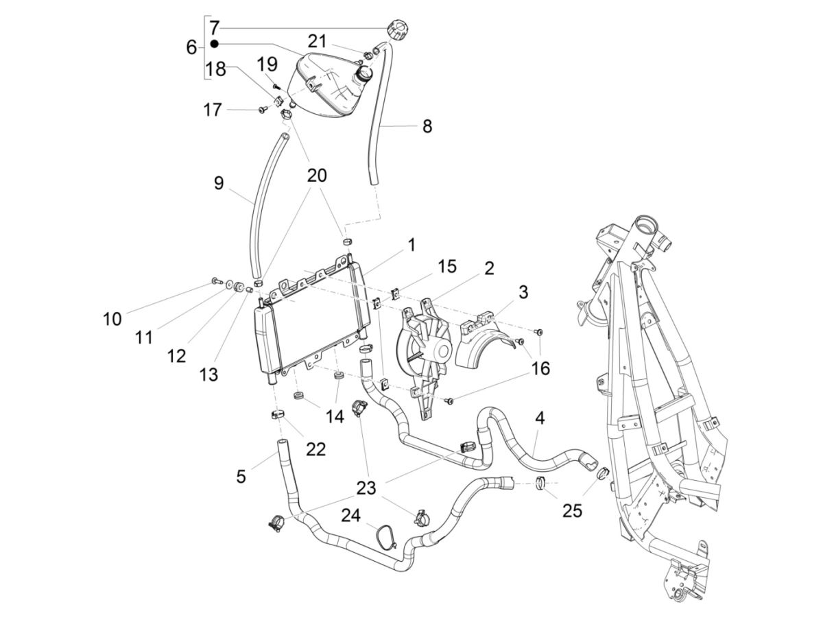 Système de refroidissement Piaggio Beverly 300 IE ABS E4 2016 - 2020 (EMEA)