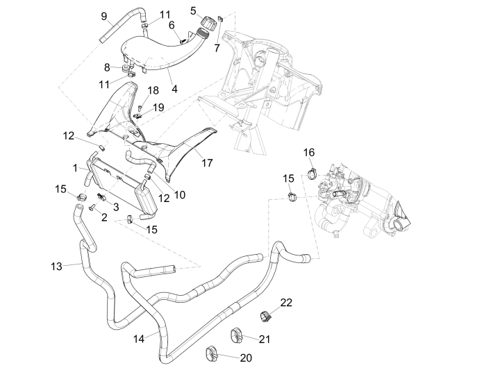 Système de refroidissement Piaggio NRG Power DD 2007-2017