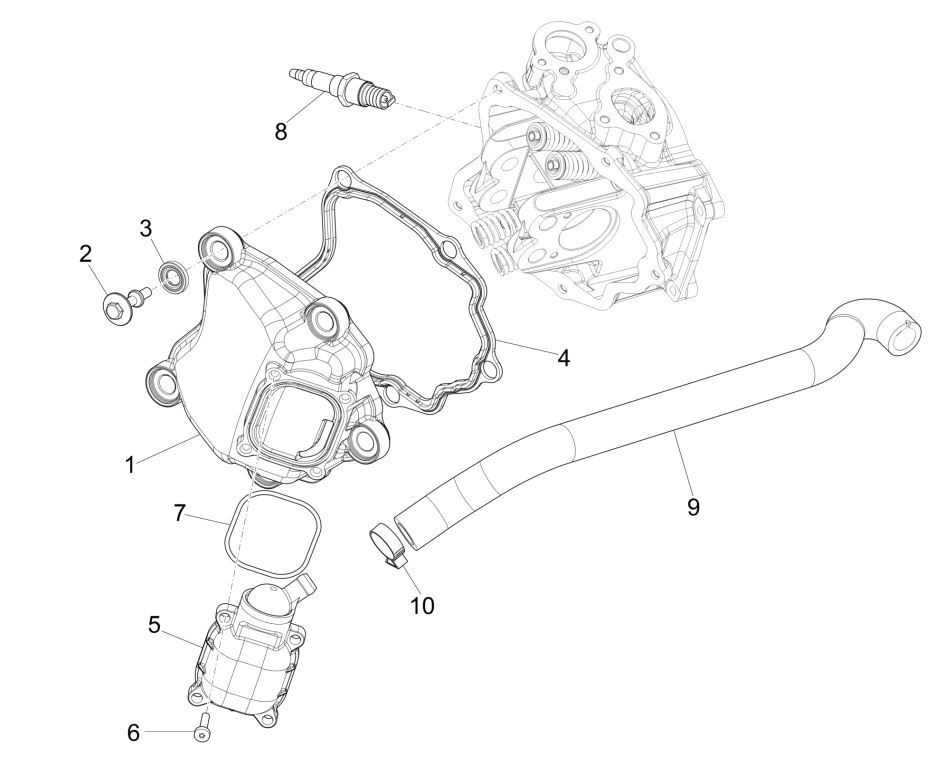 Couvercle de soupapes - Bougie Piaggio MP3 300 ie LT Business - Sport (avec et sans ABS) 2016-2018