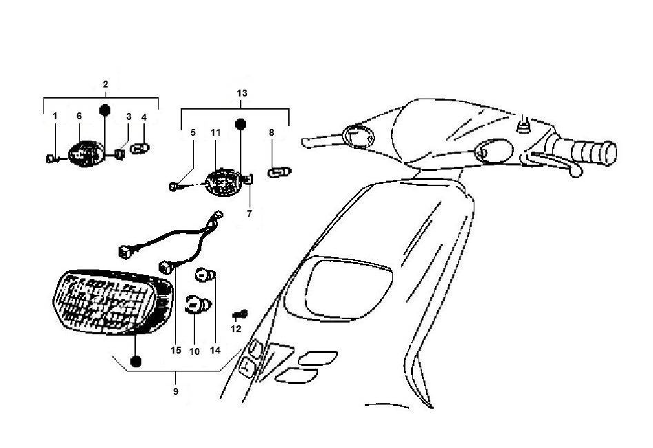 Phare - Clignotants avant Piaggio Typhoon 98-2005 2 temps