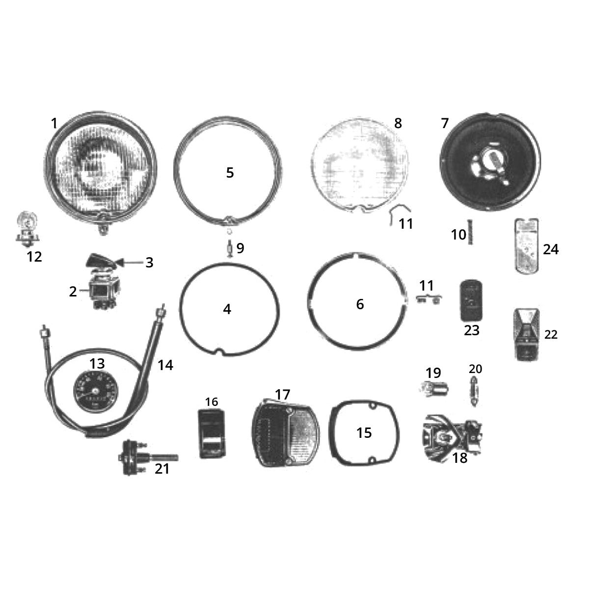 Éclairage avant et arrière de la Zundapp C50 Sport 517-21LA