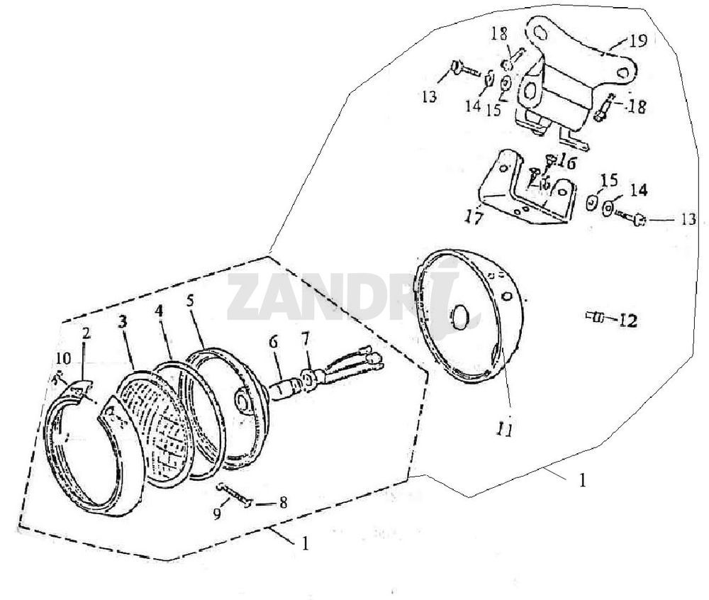 Optique de phareBTC Grande Retro GT1 bleu crème