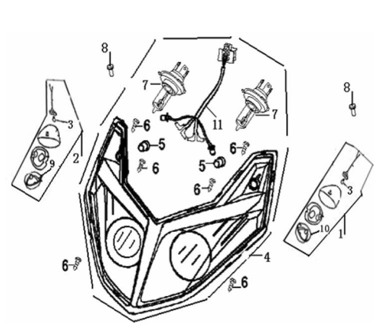 Optique de phareGeneric Xor noir 2009 2 temps