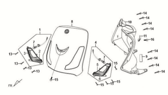 clignotants de capot avant Sym Fiddle II 125S