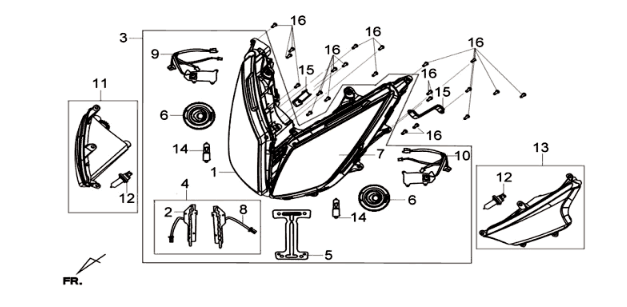 Phare KPL. Sym Joymax 300I ABS E3 2014-2016