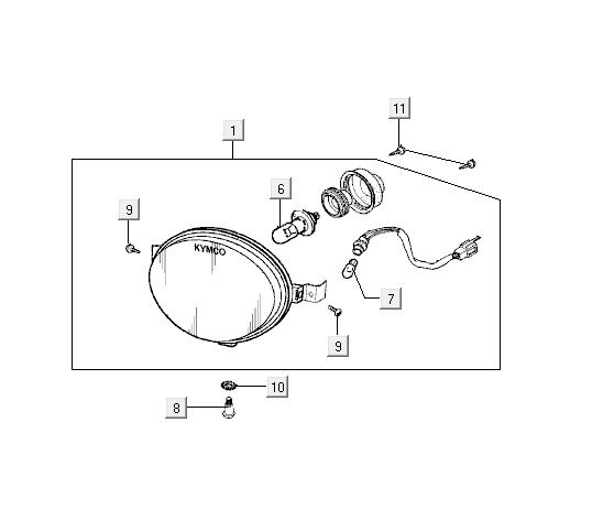 Optique de phareKymco Yup 2t ac bleu