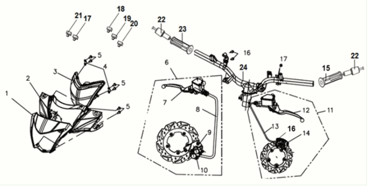 Couvre-phares, compteurs et rétroviseurs Sym Symphony ST E3 gris (GY-010U)