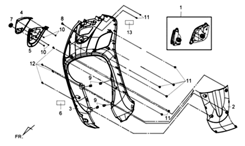 Optique Phare Sym Fiddle III (WH006 BL5560S) noir blanc