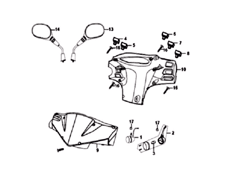 Cache rétroviseurs interrupteurs Sym Orbit (BU289) bleu