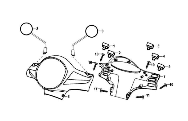 Cache de phare pour rétroviseurs et interrupteurs Sym Fiddle White WH8018P