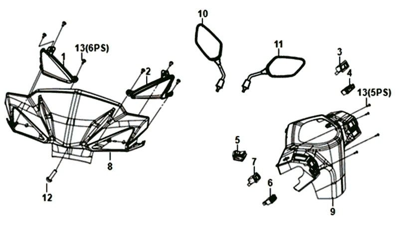 COUVRE-PHARE Sym Orbit III rouge (R-010-CA)